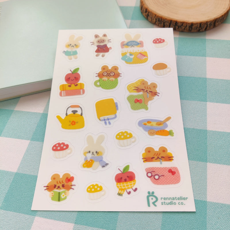 Cozy Friends Clear Sticker Sheet